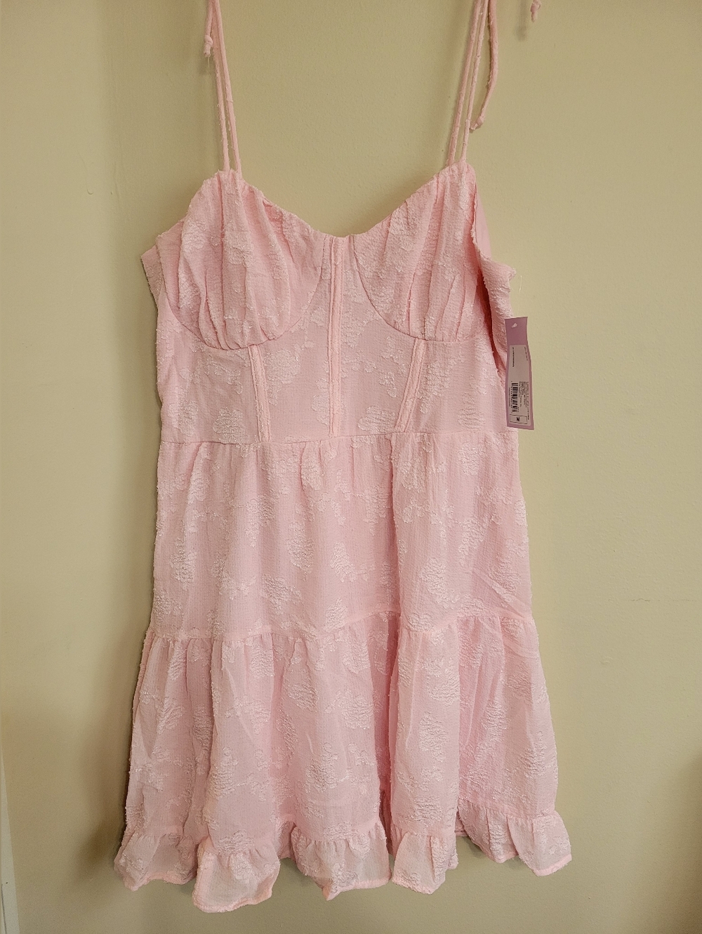 wild fable Pink Lace-Textured Midi Dress